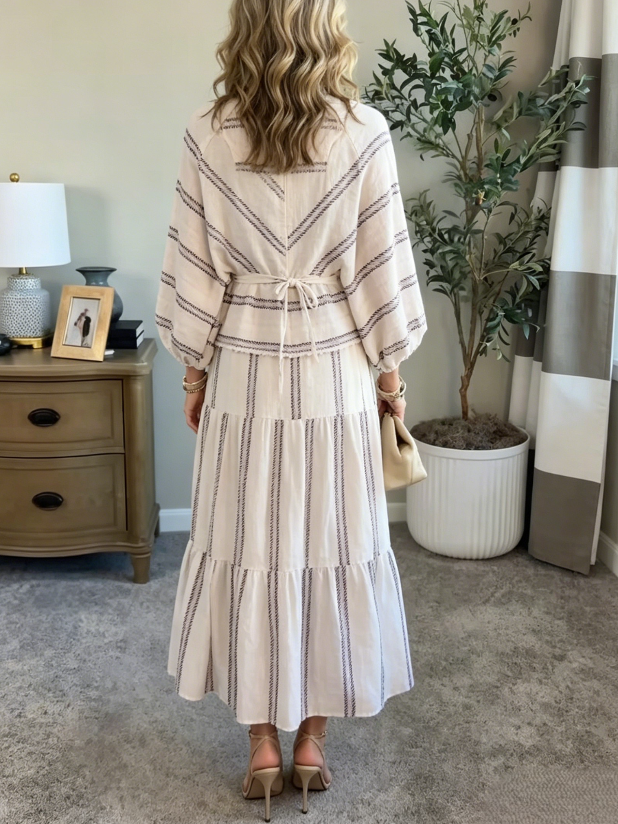 Bohemian Striped 2-Piece Maxi Outfit
