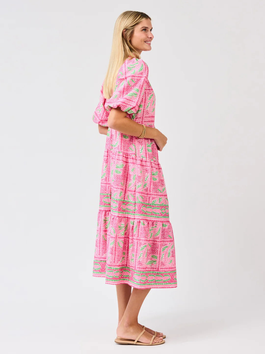 Puff Sleeve Collared Button-Front Shirt Dress