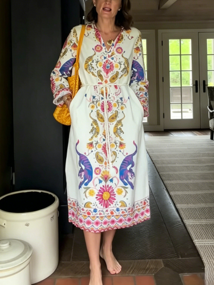Vibrant Boho Animal Print Maxi Dress
