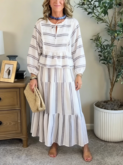 Bohemian Striped 2-Piece Maxi Outfit