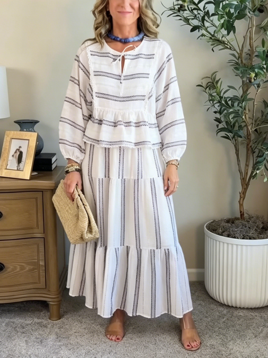 Bohemian Striped 2-Piece Maxi Outfit