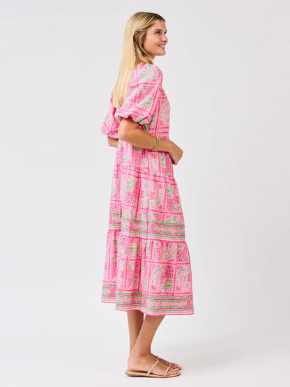 Puff Sleeve Collared Button-Front Shirt Dress
