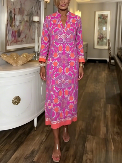 Split Hem Printed Tunic Dress