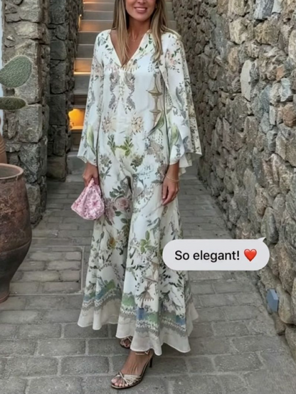Boho Floral Flare Sleeve Maxi Dress