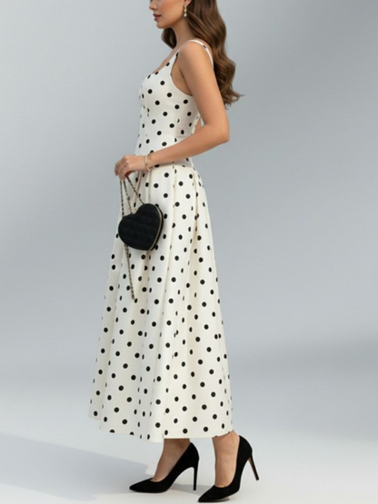 Tropical Palm Tree Striped Midi Dress