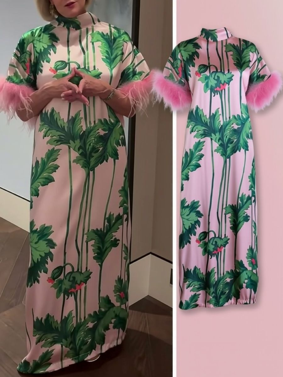 Back Bow High Neck Silk Maxi Dress