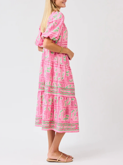 Puff Sleeve Collared Shirt Dress