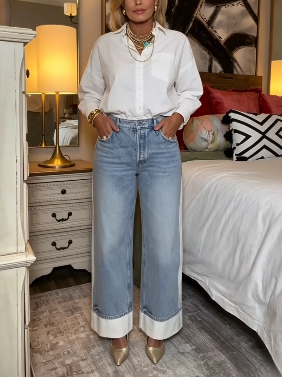 Timeless Minimal Cropped White Collared Top