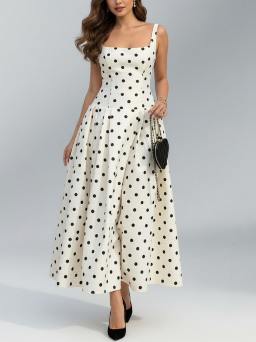 Tropical Palm Tree Striped Midi Dress